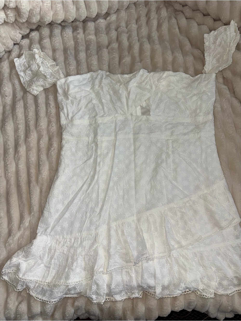 White Eyelet Embroidered Babydoll Mini Dress – Romantic Boho Cottagecore